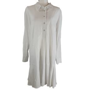 NWT Cynthia Rowley White Dress Linen Blend Flare Sheath Blouson Flare Large